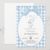 ボーイ シリーガチョウ 1歳の誕生日招待状, ガチョウ. 招待状 (正面/裏面)