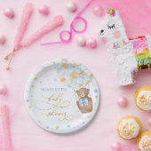 ボーイ・テディベア・ベイビー・シャワー・ブルー・金ゴールド・スターズ・パーティー ペーパープレート (パーティー)