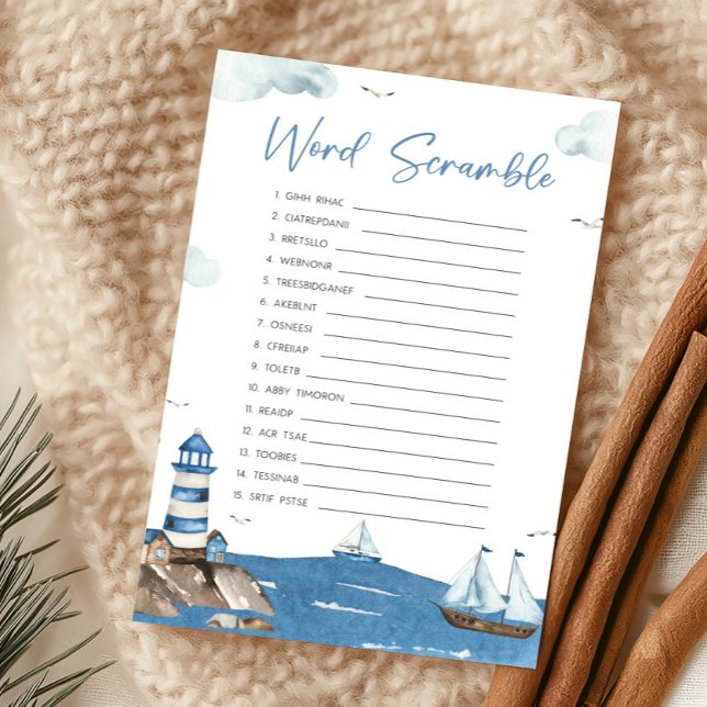 ボーイ！ナートゥイカルワードスクランブルゲーム (Blue Boy Baby Shower Word Scramble Game)