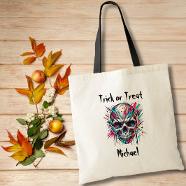 ボーイ ハロウィン トリック オア トリート バッグ 抽象的なドクロ
