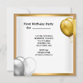 ボーイ・ファースト誕生日第1紳士プリンス天才 招待状 (裏面)