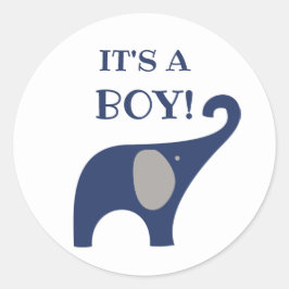 ボーイ・ブルー・ゾウの好意ステッカーだ ラウンドシール
