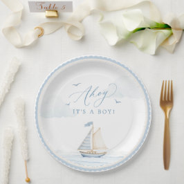 ボーイ・ベイビー・シャワー おもしろ紙皿 Ahoy It's a Boy ペーパープレート
