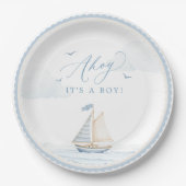 ボーイ・ベイビー・シャワー おもしろ紙皿 Ahoy It's a Boy ペーパープレート (正面)