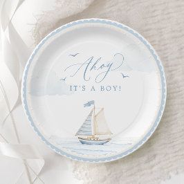 ボーイ・ベイビー・シャワー おもしろ紙皿 Ahoy It's a Boy ペーパープレート
