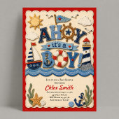 ボーイ・ベイビー・シャワー "Ahoy its a Boy" 招待状