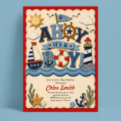 ボーイ・ベイビー・シャワー "Ahoy its a Boy" 招待状