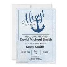 ボーイ・ベビーシャワーの招待状「Ahoy It's A Boy」
