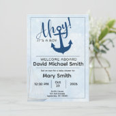 ボーイ・ベビーシャワーの招待状「Ahoy It's A Boy」 招待状 (スタンド正面)