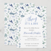ボーイ・ベビー・シャワーの招待状 "Ahoy it's a Boy" 招待状 (正面/裏面)