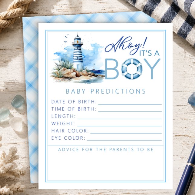 ボーイ！海の男の子のベビーシャワーの予測 (Baby Shower Keepsake Activity)
