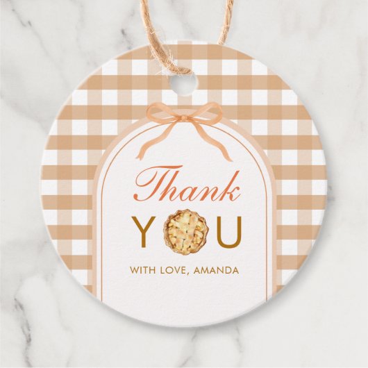 ボーウィル小さなかわいこちゃんパイありがとうギンガム秋 フェイバータグ (正面)