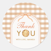 ボーウィル小さなかわいこちゃんパイありがとうギンガム秋 ラウンドシール (正面)