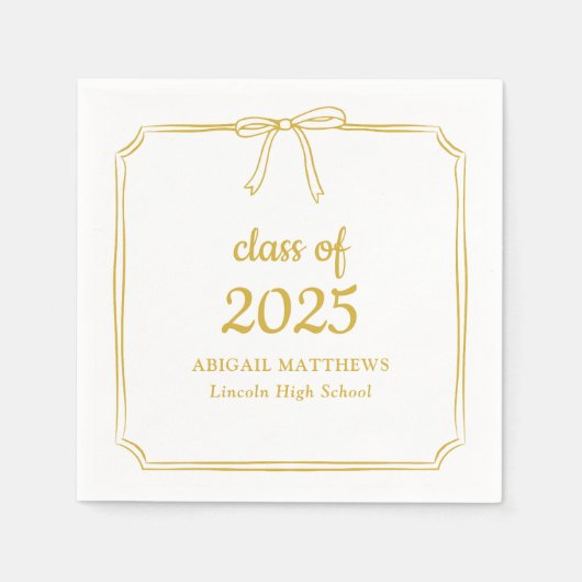 ボーエレガントイお洒落ロ金ゴールド卒業 スタンダードカクテルナプキン (正面)