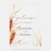 ボーエレガントウォーター色パンパ秋の結婚式 アクリルサイン (正面)