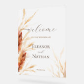 ボーエレガントウォーター色パンパ秋の結婚式 アクリルサイン (傾斜)