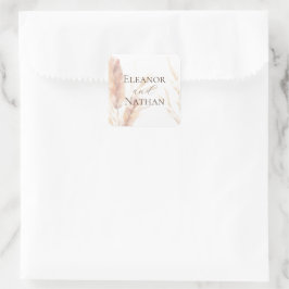 ボーエレガントウォーター色パンパ秋の結婚式 スクエアシール