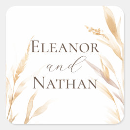 ボーエレガントウォーター色パンパ秋の結婚式 スクエアシール