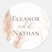 ボーエレガントウォーター色パンパ秋の結婚式 ラウンドシール (正面)