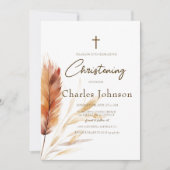 ボーエレガントウォーター色パンパ秋ソンバプテスマ 招待状 (正面)