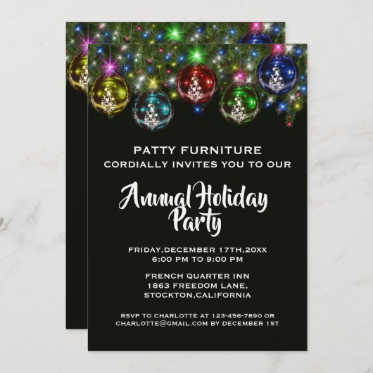 ボーエレガントカラフルル企業のスパーティー 招待状 (正面/裏面)