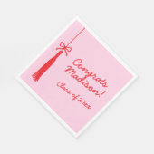 ボーエレガントグラッドタッセルピンクレッド2025卒業 スタンダードランチョンナプキン (角)