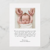 ボーエレガントゴールド・フォイル誕生の発表 箔招待状 (裏面)