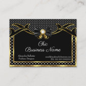 ボーエレガントスタイリッシュティ金ゴールド白黒水玉模様 名刺 (正面)