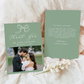 ボーエレガントセージ緑の結婚写真 サンキューカード