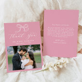 ボーエレガントバラピンク結婚フォト サンキューカード