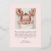 ボーエレガントバラ金箔誕生発表 箔招待状 (裏面)