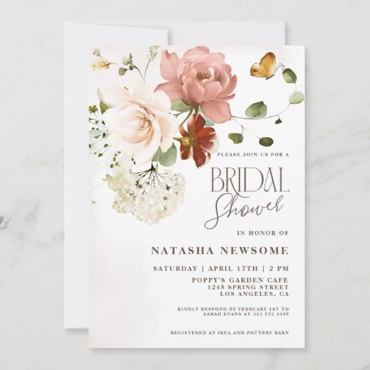 ボーエレガントフラワーガーデンブライダルシャワー 招待状 (正面)