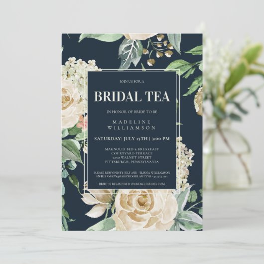 ボーエレガントフローラブライダルティーブライダルシャワー 招待状 (スタンド正面)