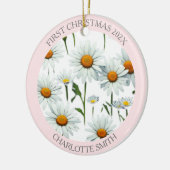 ボーエレガントフローラ赤面ピンク初めてのクリスマス セラミックオーナメント (左)