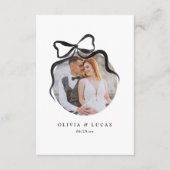 ボーエレガントブお洒落ブラック&ホワイト写真結婚ズ サンキューカード (正面)