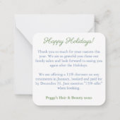 ボーエレガントブルズスモールビジネスロゴハッピーホリデー ノートカード (裏面)