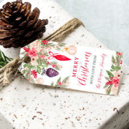 ボーエレガントブルパインフローラ水の色クリスマス ギフトタグ