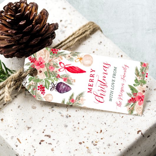 ボーエレガントブルパインフローラ水の色クリスマス ギフトタグ