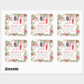 ボーエレガントブルパインフローラ水の色クリスマス スクエアシール (シート)