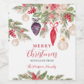 ボーエレガントブルパインフローラ水の色クリスマス ワインラベル (シングルラベル)