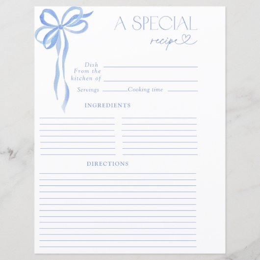 ボーエレガントブルーウォーター色ブライダルシャワーレシピ (裏面)