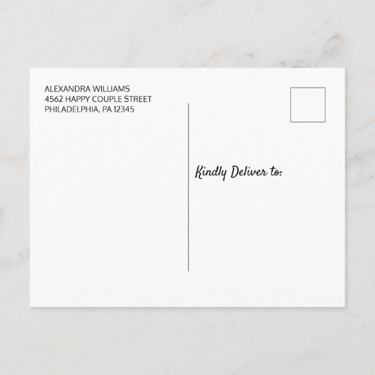 ボーエレガントブルーバラフローラアーチウェディングアクト インビテーションポストカード (裏面)