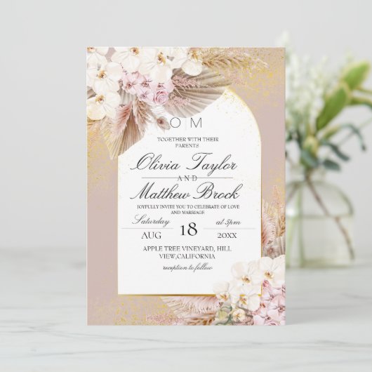 ボーエレガントホ素朴フローラ結婚ズ 招待状 (スタンド正面)