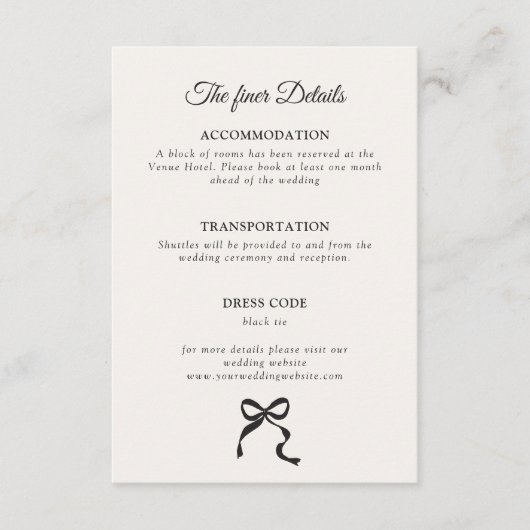 ボーエレガントミニマル結婚の詳細 エンクロージャーカード (正面)