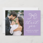 ボーエレガントラベンダーフォト結婚ズ サンキューカード (正面)