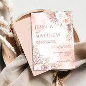 ボーエレガントースタイルピンクローズフローラ招待状 招待状