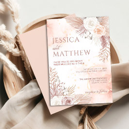 ボーエレガントースタイルピンクローズフローラ招待状 招待状