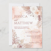 ボーエレガントースタイルピンクローズフローラ招待状 招待状 (正面)