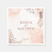 ボーエレガントースタイルピンクローズフローラ歓迎 スタンダードカクテルナプキン (正面)