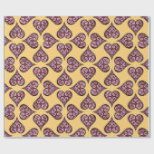 ボーエレガントーハート模様装飾黄色工芸品 ラッピングペーパー (フラット)